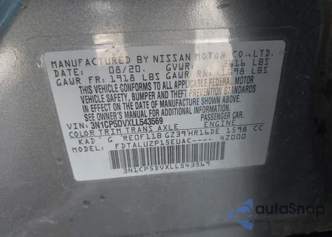 2020 Nissan Kicks Sr Xtronic Cvt from USA, damaged, VIN 3N1CP5DVXLL543569